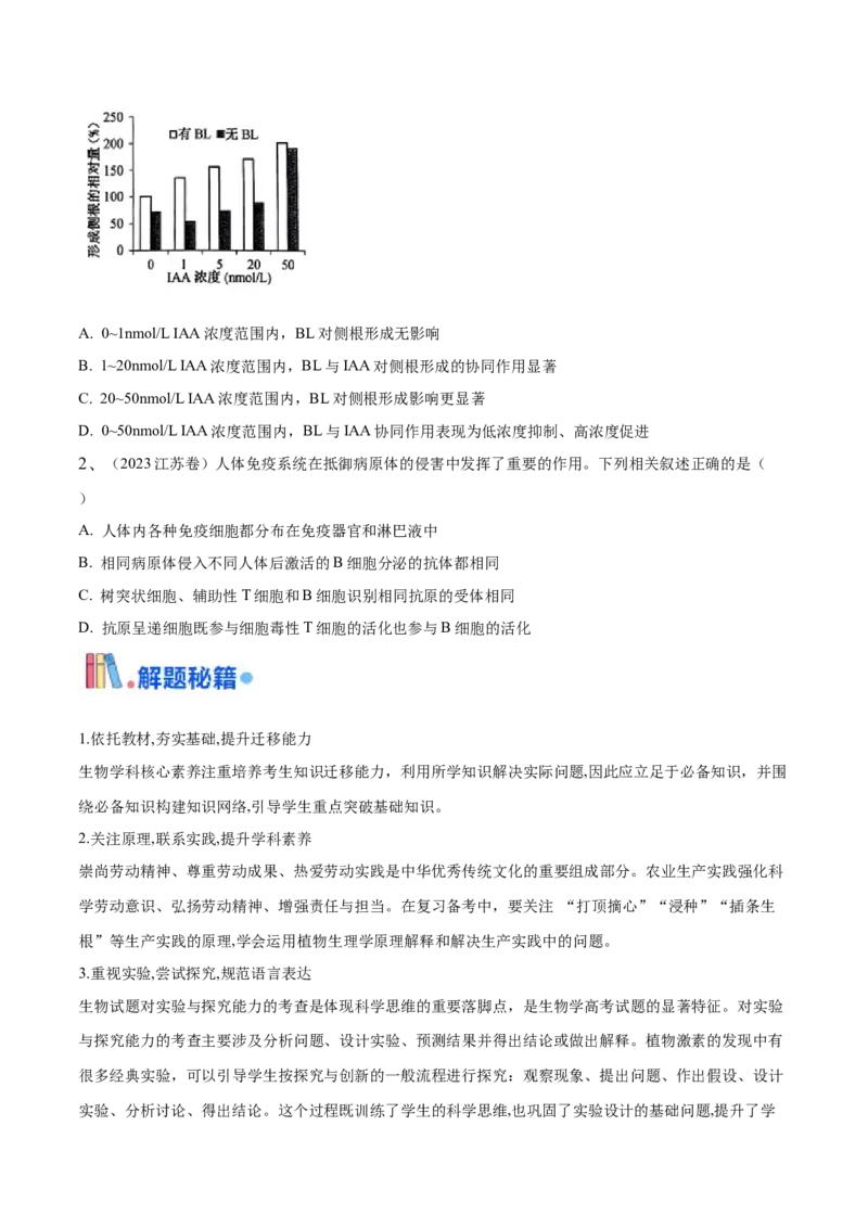 押江苏卷选择题稳态与调节（原卷版）_2024年新高考资料_5.2024三轮冲刺_备战2024年高考生物临考题号押题（江苏专用）322855714