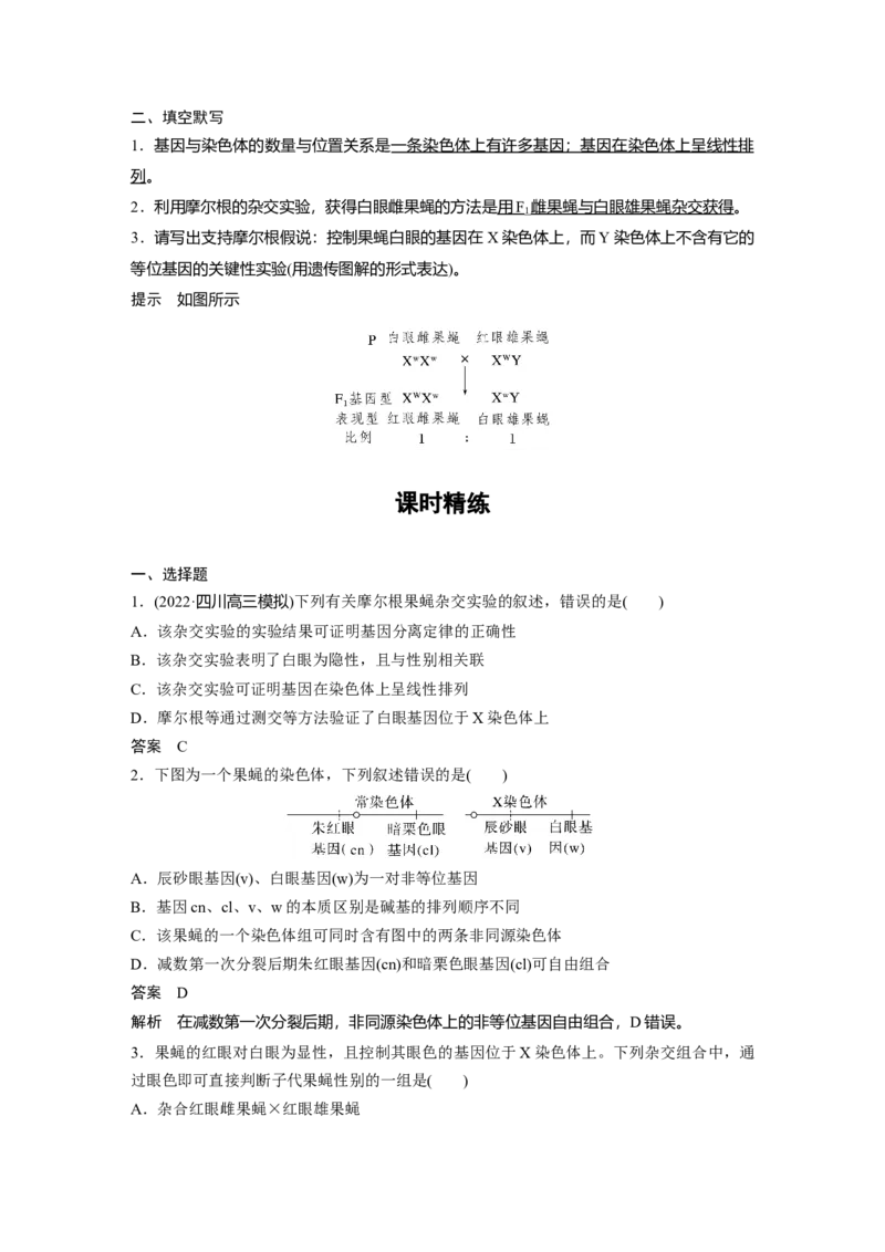 2023年高考生物一轮复习（全国版）第5单元第5课时　基因在染色体上的假说与证据_通用版（老高考）复习资料_2023年复习资料_一轮复习_2023年高考生物一轮复习讲义+课件（全国版）