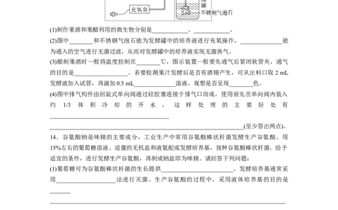 第10单元　课时练1　传统发酵技术的应用、发酵工程及其应用_2024年新高考资料_1.2024一轮复习_2024年高考生物一轮复习讲义（新人教版）_学生版在此文件夹_一轮复习69练