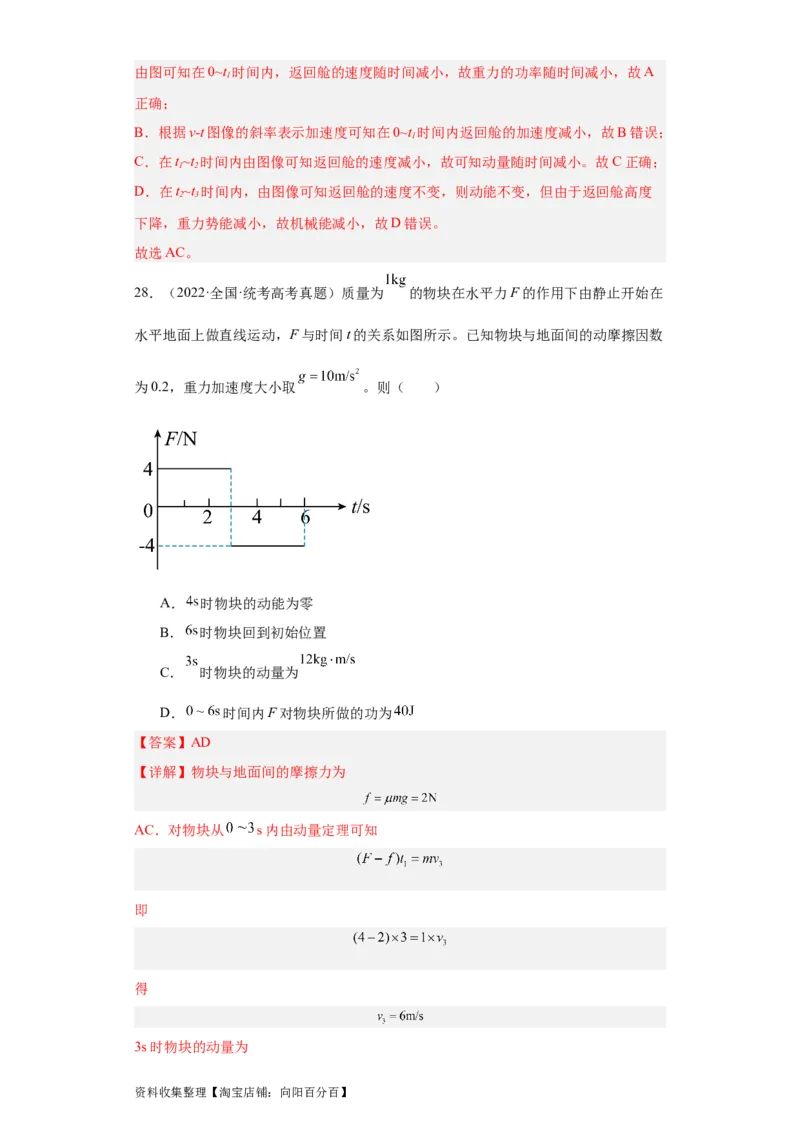 专题12动量(解析版)_04高考物理_通用版（老高考）复习资料_2024年复习资料_完五年（2019-2023）高考物理真题分项汇编（全国通用）