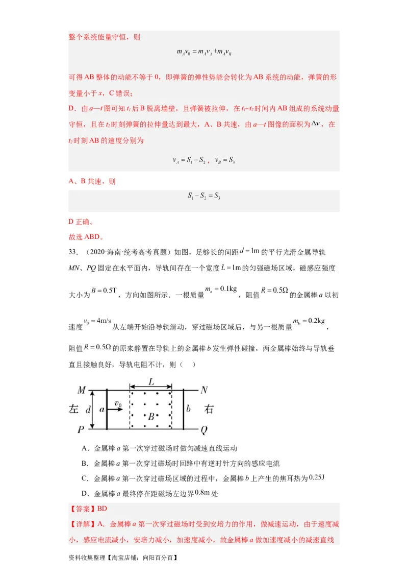 专题12动量(解析版)_04高考物理_通用版（老高考）复习资料_2024年复习资料_完五年（2019-2023）高考物理真题分项汇编（全国通用）