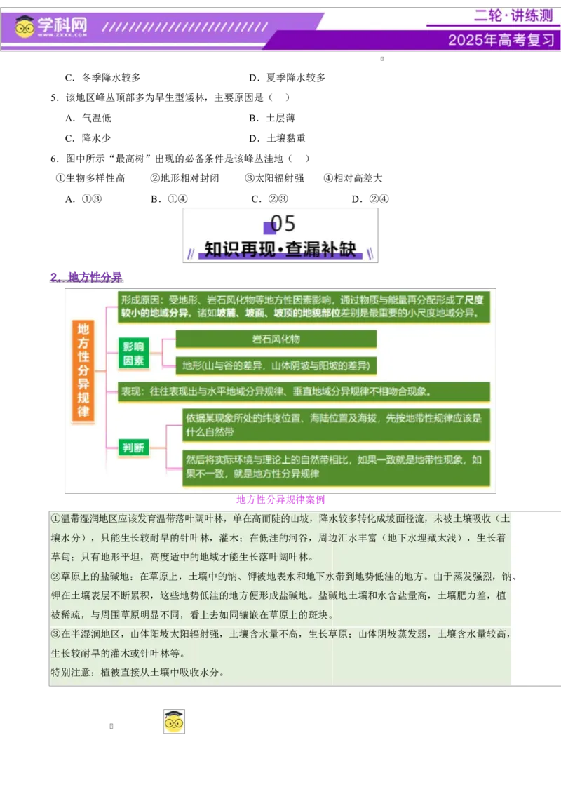 专题06自然地理环境的整体性与差异性（讲义）（原卷版）_2025年新高考资料_二轮复习_上好课2025年高考地理二轮复习讲练测（新高考通用）3381954