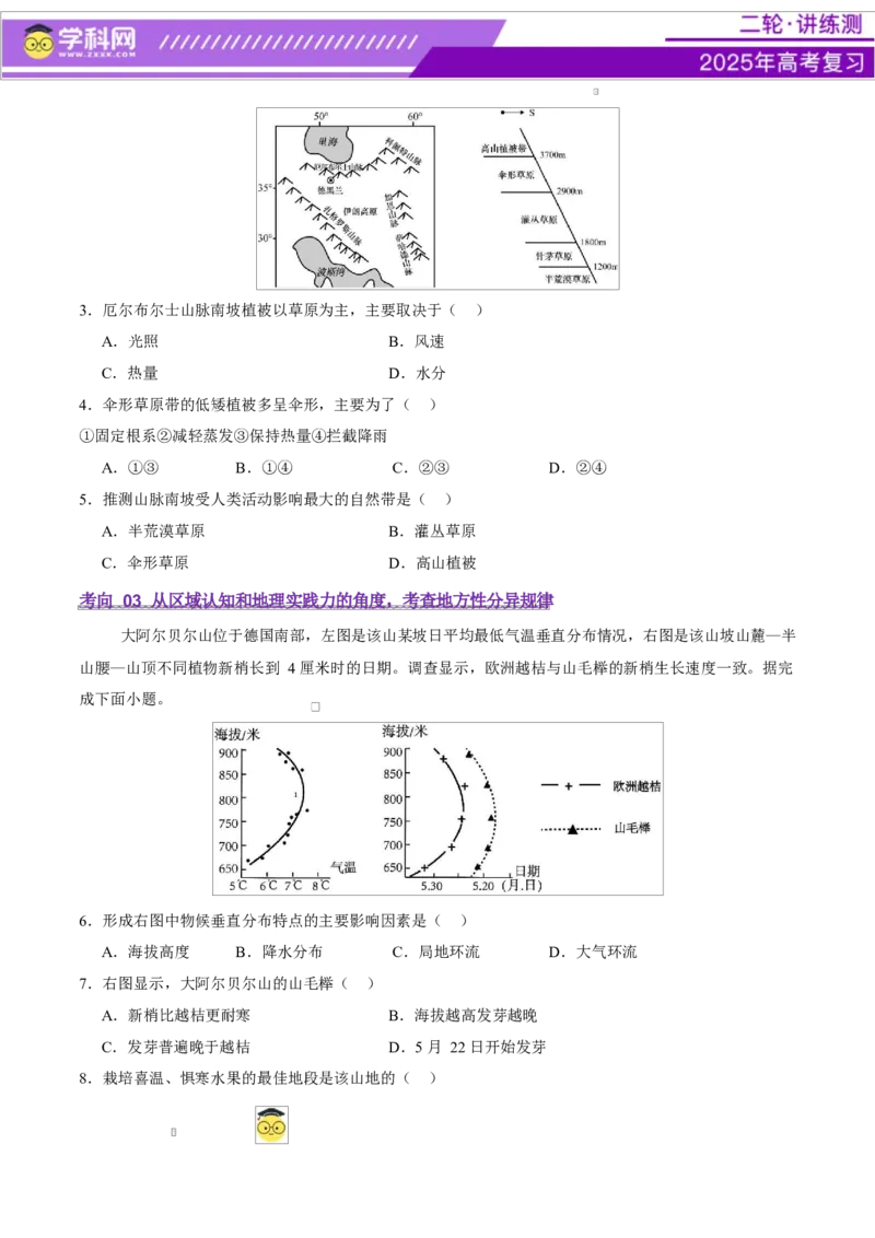 专题06自然地理环境的整体性与差异性（讲义）（原卷版）_2025年新高考资料_二轮复习_上好课2025年高考地理二轮复习讲练测（新高考通用）3381954