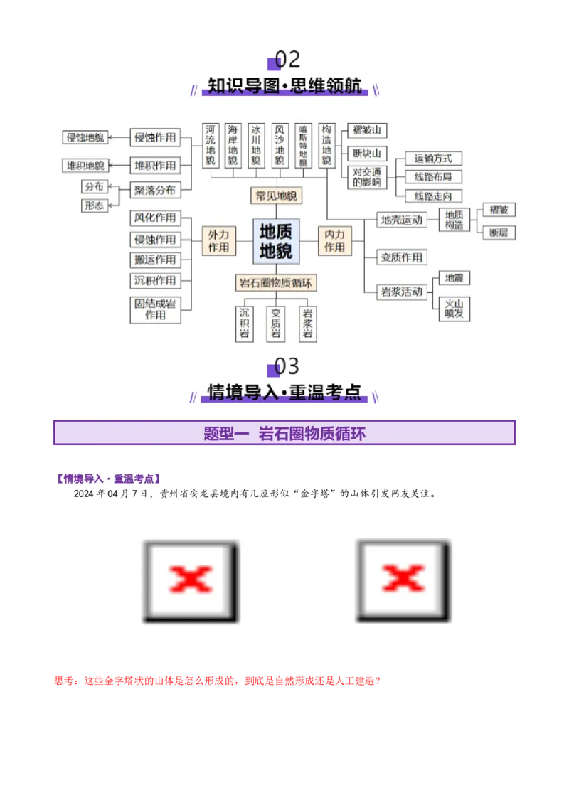 专题05地质地貌（讲义）（原卷版）_2025年新高考资料_二轮复习_01高考语文等多个文件_上好课2025年高考地理二轮复习讲练测（新高考通用）_第一部分专题突破