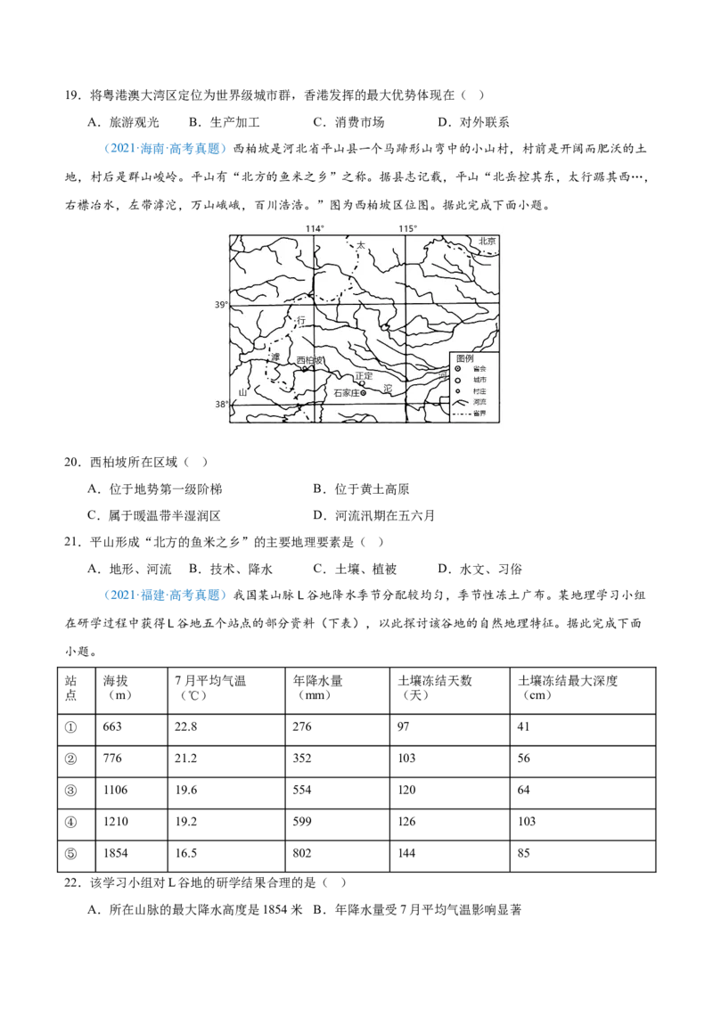 专题14世界地理和中国地理+原卷版_2025年新高考资料_二轮复习_2025年高三地理高考二轮复习专项提升（新高考通用）3405802_真题演练