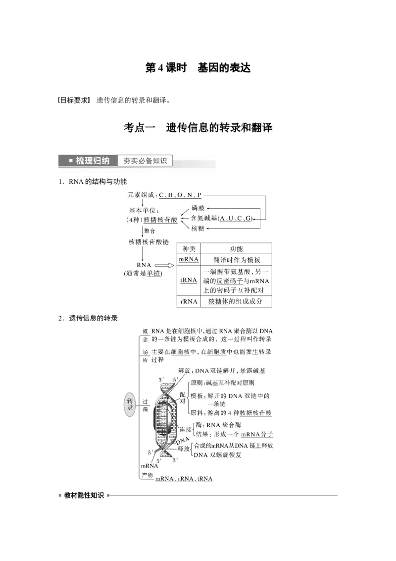 2023年高考生物一轮复习（全国版）第6单元第4课时　基因的表达_通用版（老高考）复习资料_2023年复习资料_一轮复习_2023年高考生物一轮复习讲义+课件（全国版）