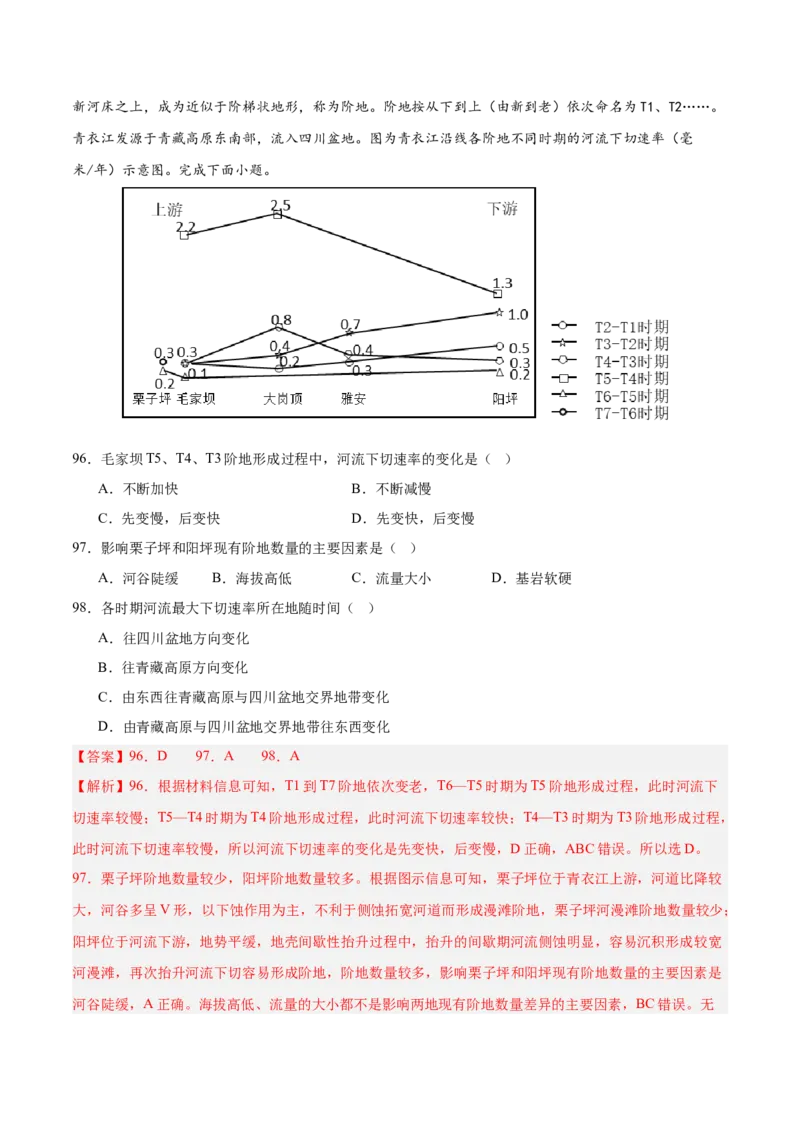 专题05地质地貌+解析版_2025年新高考资料_二轮复习_2025年高三地理高考二轮复习专项提升（新高考通用）3405802_真题演练