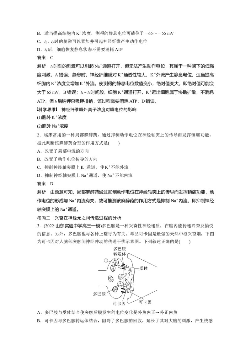 2023年高考生物一轮复习（全国版）第8单元第3课时　兴奋的产生、传导与传递_通用版（老高考）复习资料_2023年复习资料_一轮复习_2023年高考生物一轮复习讲义+课件（全国版）