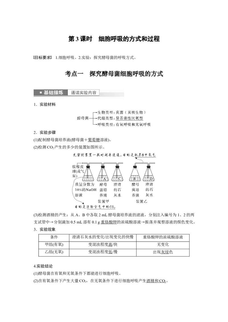 2023年高考生物一轮复习（全国版）第3单元第3课时　细胞呼吸的方式和过程_通用版（老高考）复习资料_2023年复习资料_一轮复习_2023年高考生物一轮复习讲义+课件（全国版）