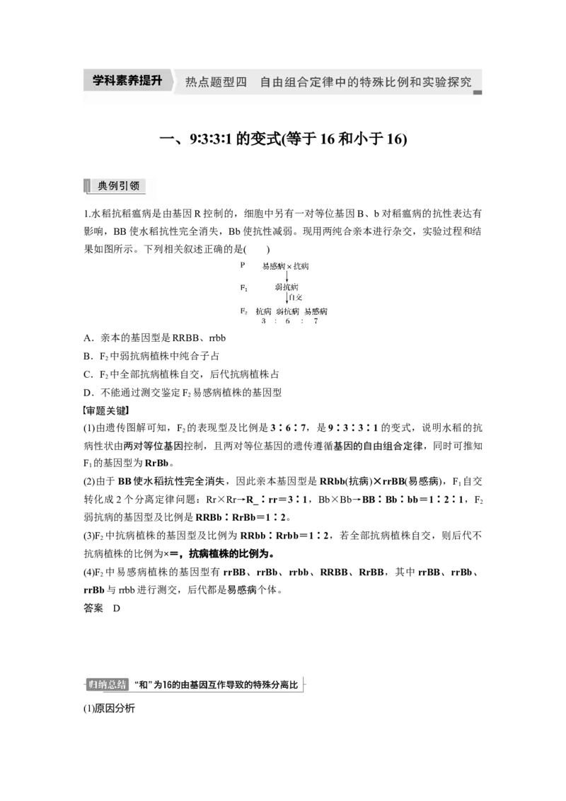 2022年高考生物一轮复习第5单元第15讲　热点题型四　自由组合定律中的特殊比例和实验探究_新高考复习资料_2022年新高考复习资料_2022年一轮复习最新版