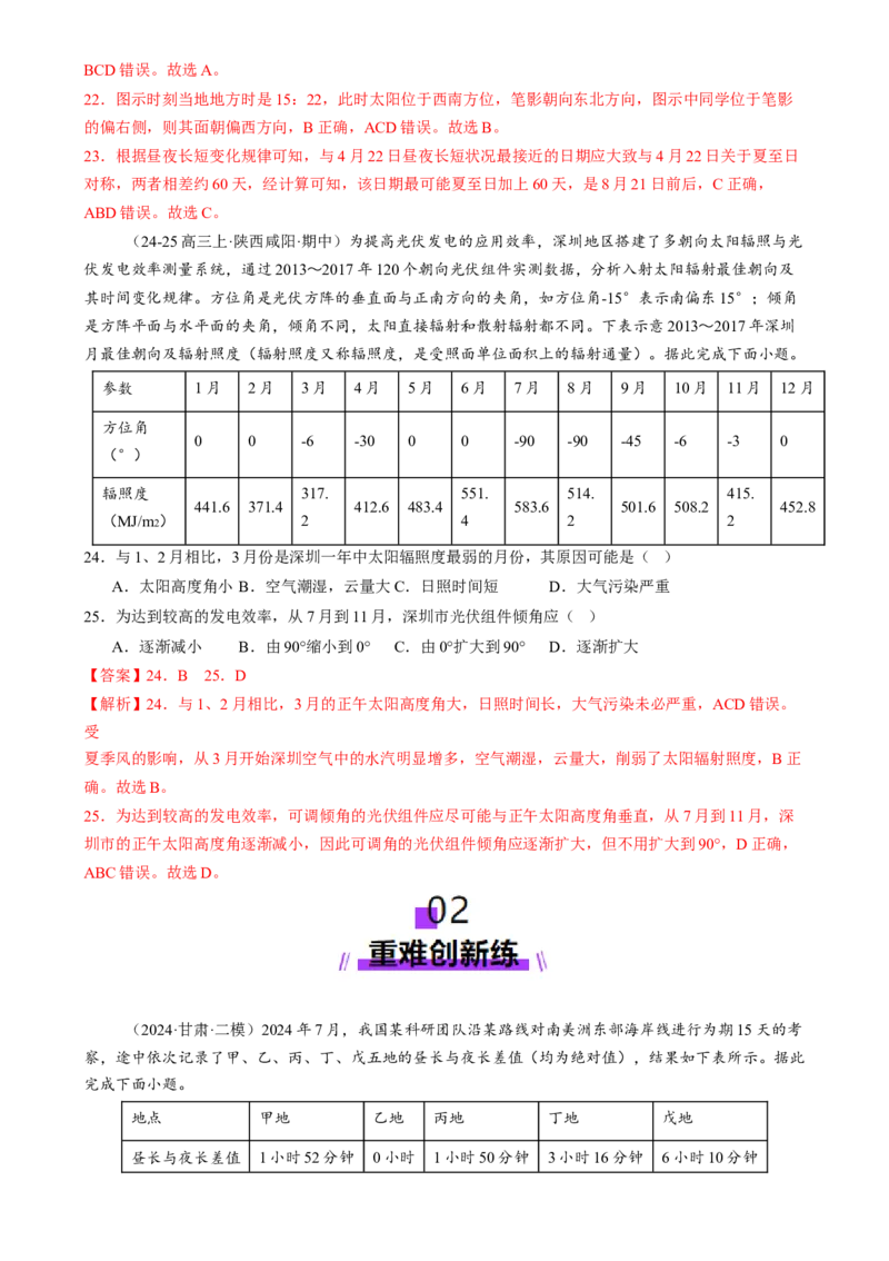 专题02地球运动（练习）（解析版）_2025年新高考资料_二轮复习_上好课2025年高考地理二轮复习讲练测（新高考通用）3381954