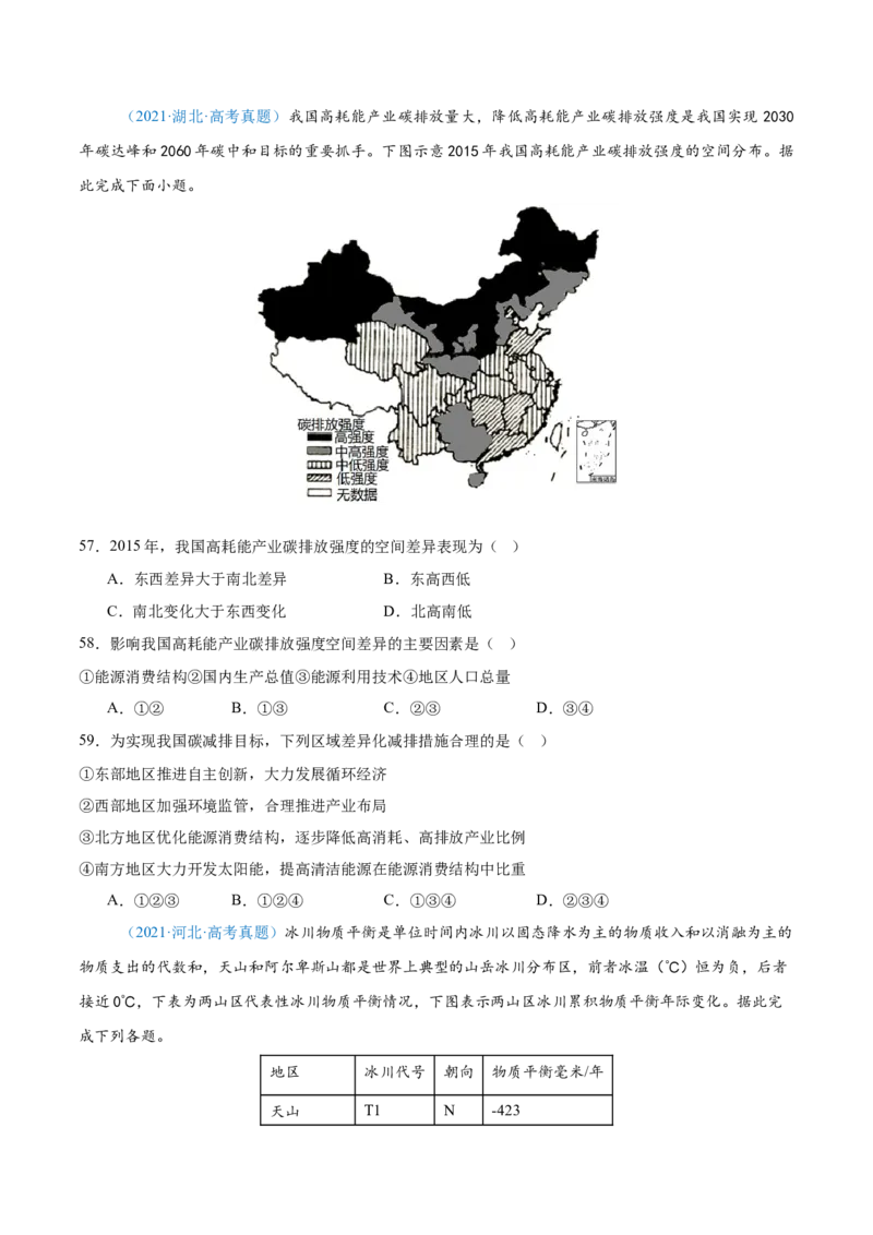 专题13资源、环境和国家安全原卷版_2025年新高考资料_二轮复习_2025年高三地理高考二轮复习专项提升（新高考通用）3405802_真题演练