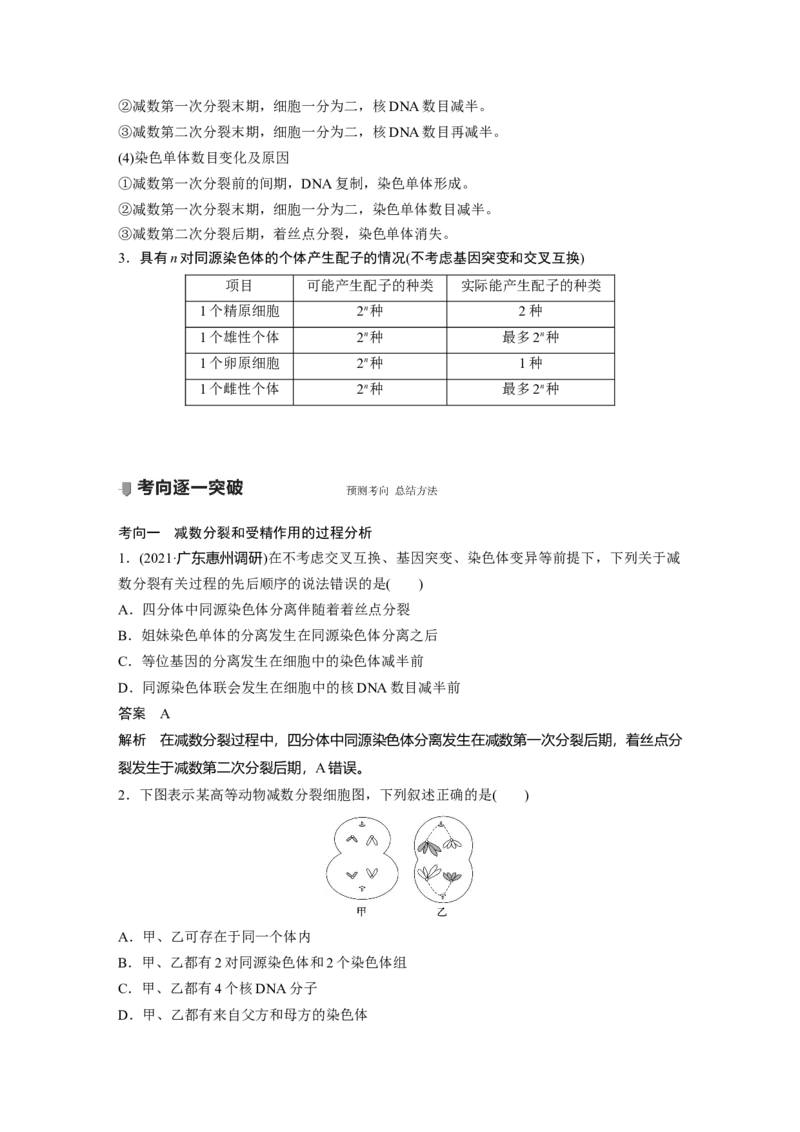 2022年高考生物一轮复习第4单元第12讲　减数分裂和受精作用_新高考复习资料_2022年新高考复习资料_2022年一轮复习最新版_1.2022年高考生物一轮复习全国通用版