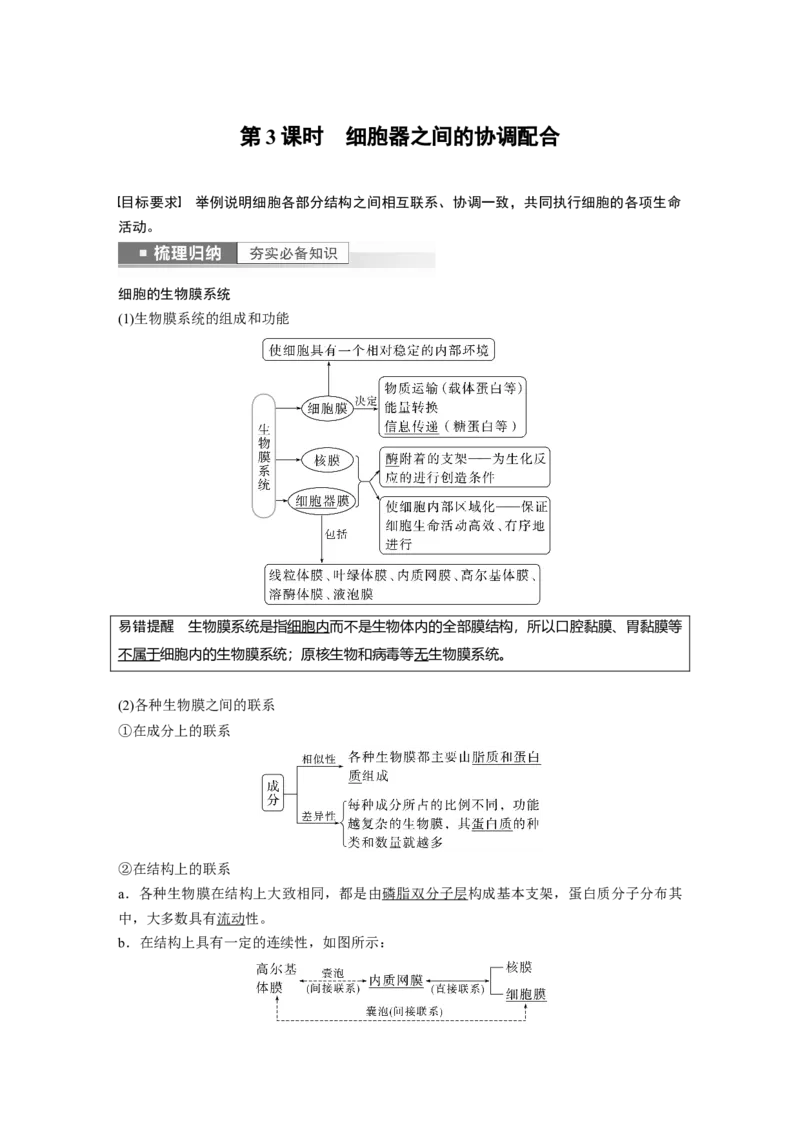 2023年高考生物一轮复习（全国版）第2单元第3课时　细胞器之间的协调配合_通用版（老高考）复习资料_2023年复习资料_一轮复习_2023年高考生物一轮复习讲义+课件（全国版）