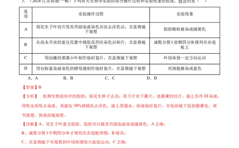 押江苏卷教材实验和科学史（解析版）_2024年新高考资料_5.2024三轮冲刺_备战2024年高考生物临考题号押题（江苏专用）322855714