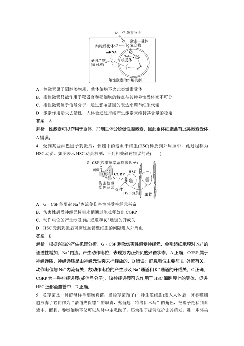 2023年高考生物二轮复习（全国版）第3篇考前特训专项二(六)个体稳态与调节_通用版（老高考）复习资料_2023年复习资料_二轮复习_2023年高考生物二轮复习讲义+课件（全国版）