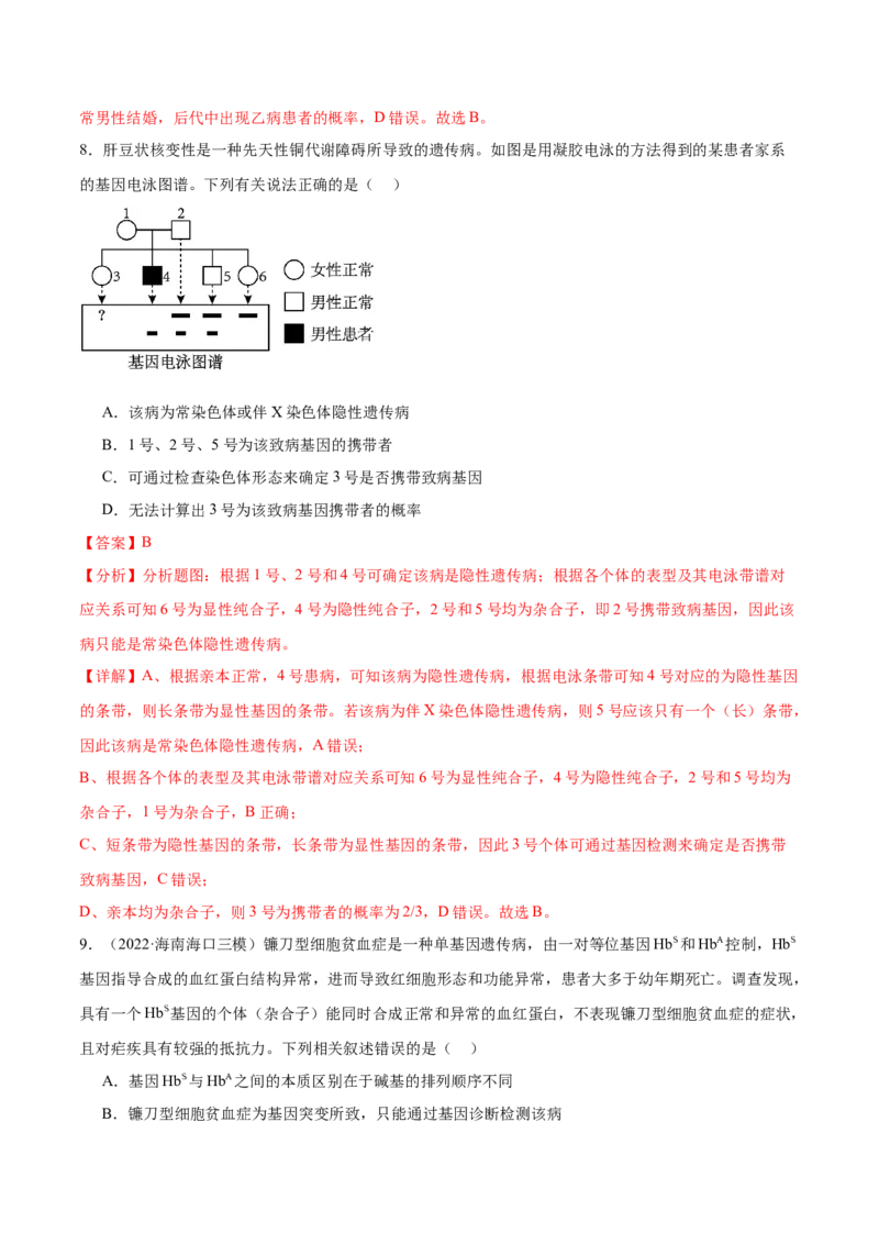 第08讲伴性遗传和人类遗传病（讲义）（解析版）_2024年新高考资料_2.2024二轮复习_2024年高考生物二轮复习讲练测（新教材新高考）