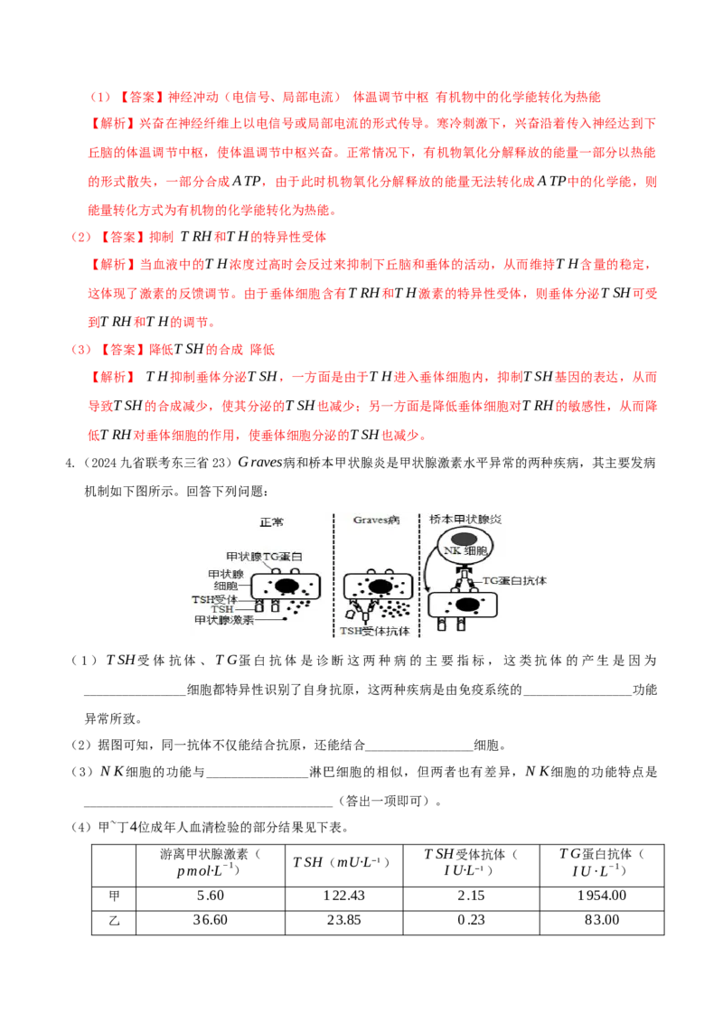 押第22题稳态与调节模块（解析版）_2024年新高考资料_5.2024三轮冲刺_备战2024年高考生物临考题号押题（辽宁、黑龙江、吉林专用）322857720