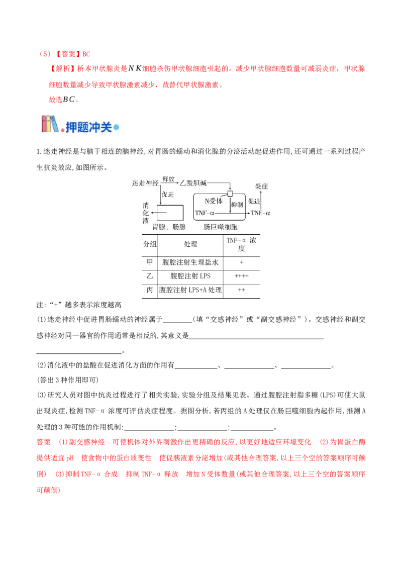 押第22题稳态与调节模块（解析版）_2024年新高考资料_5.2024三轮冲刺_备战2024年高考生物临考题号押题（辽宁、黑龙江、吉林专用）322857720