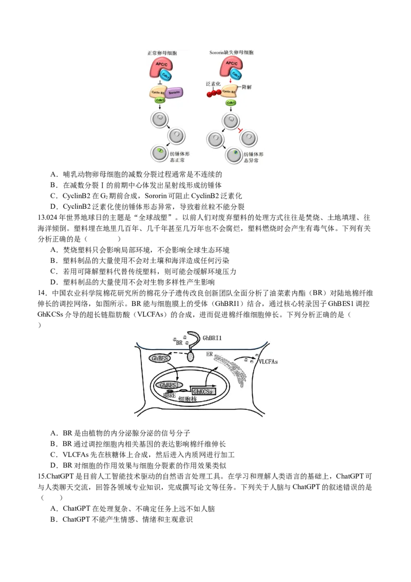 生物-2024年高考考前最后一课_2024年新高考资料_5.2024三轮冲刺_生物（含PDF版，可直接打印）-2024年高考考前最后一课