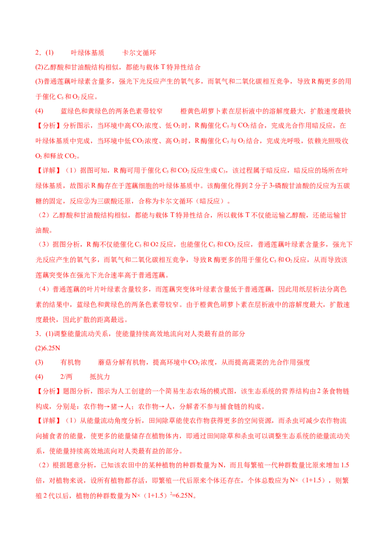 生物-2024年高考考前最后一课_2024年新高考资料_5.2024三轮冲刺_生物（含PDF版，可直接打印）-2024年高考考前最后一课