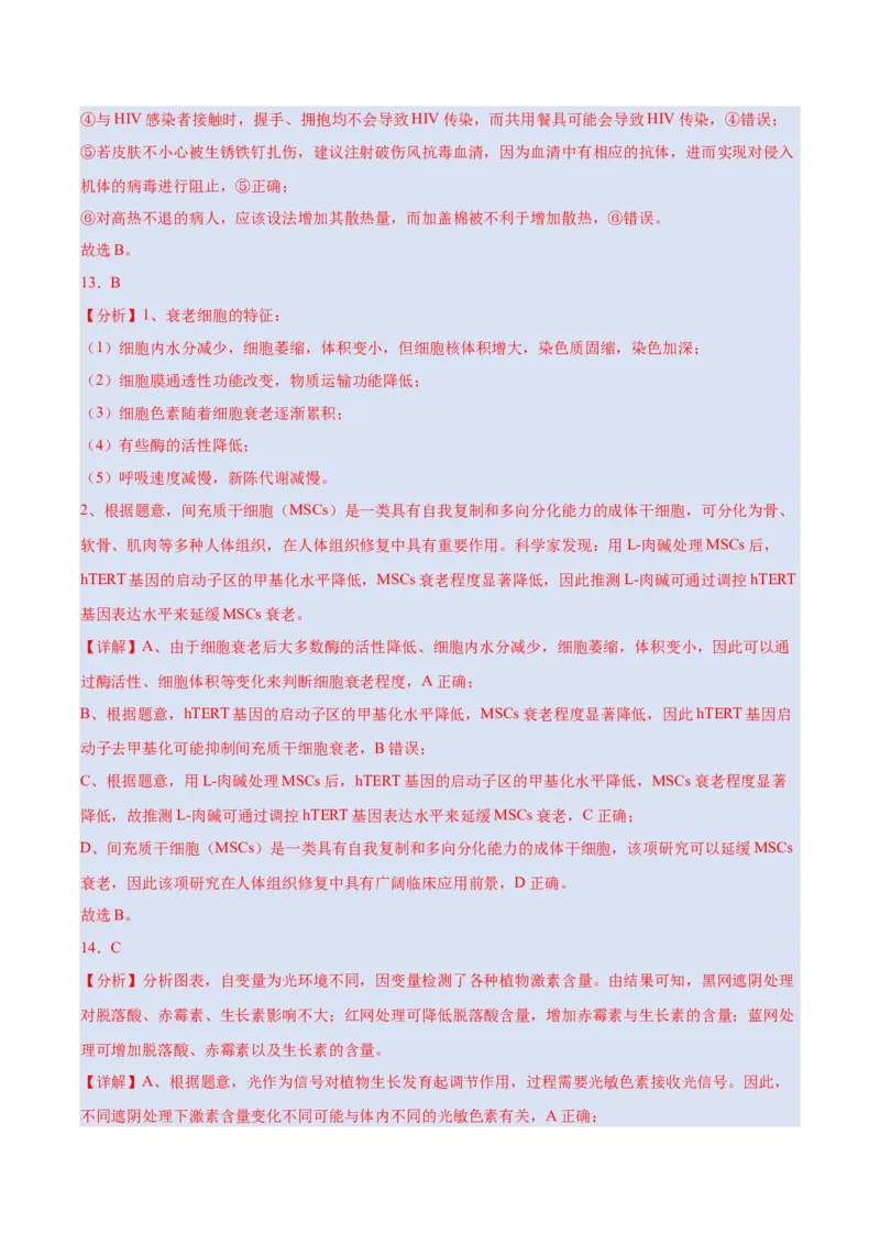 生物-2024年高考考前最后一课_2024年新高考资料_5.2024三轮冲刺_生物（含PDF版，可直接打印）-2024年高考考前最后一课