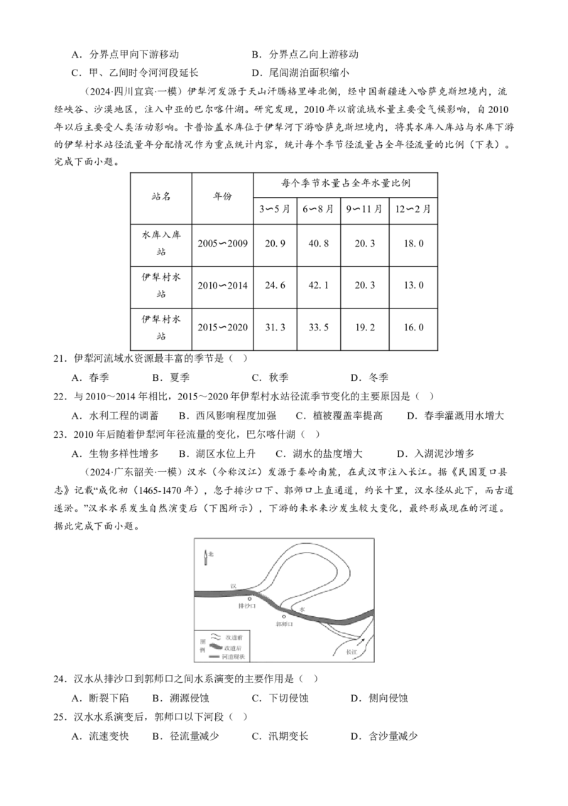 专题04水体运动（练习）（原卷版）_2025年新高考资料_二轮复习_上好课2025年高考地理二轮复习讲练测（新高考通用）3381954