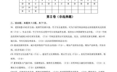 2025高考第二次模拟考试（参考答案）_2025年新高考资料_二轮复习_01高考语文等多个文件_2025年高三地理高考二轮复习专项提升_模拟试卷