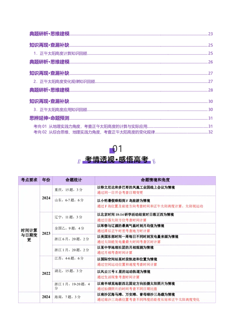 专题02地球运动（讲义）（解析版）更新_2025年新高考资料_二轮复习_上好课2025年高考地理二轮复习讲练测（新高考通用）3381954