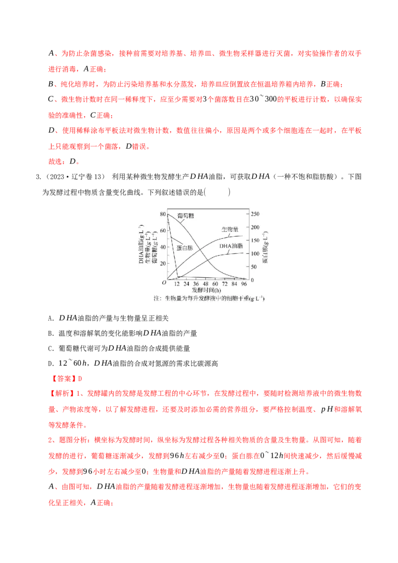 押题点07生物技术与工程（解析版）_2024年新高考资料_5.2024三轮冲刺_备战2024年高考生物临考题号押题（辽宁、黑龙江、吉林专用）322857720