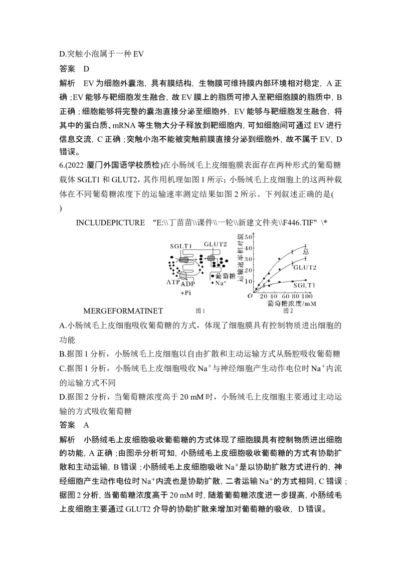 热点微练4物质出入细胞的方式(尖子生特训)_2024年新高考资料_1.2024一轮复习_2024年高考生物一轮复习讲义（新人教版）_另附1套Word版题库_必修1_第二单元细胞的基本结构与物质运输