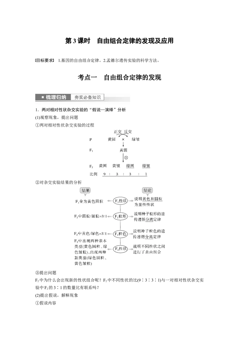 2023年高考生物一轮复习（全国版）第5单元第3课时　自由组合定律的发现及应用_通用版（老高考）复习资料_2023年复习资料_一轮复习_2023年高考生物一轮复习讲义+课件（全国版）