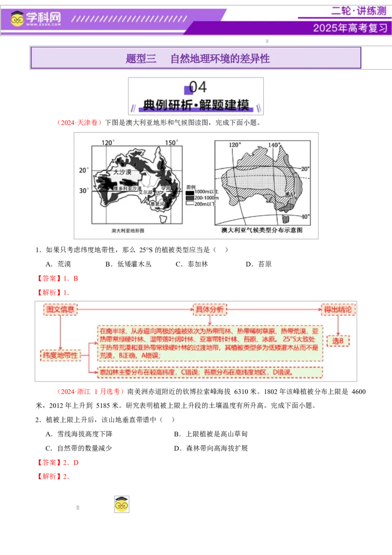 专题06自然地理环境的整体性与差异性（讲义）（解析版）_2025年新高考资料_二轮复习_上好课2025年高考地理二轮复习讲练测（新高考通用）3381954