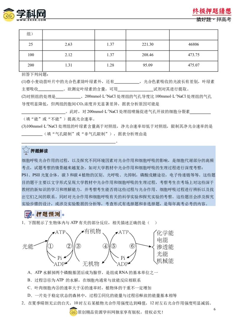 生物-2024年高考终极押题猜想（原卷版）_2024年新高考资料_5.2024三轮冲刺_生物-2024年高考终极押题猜想