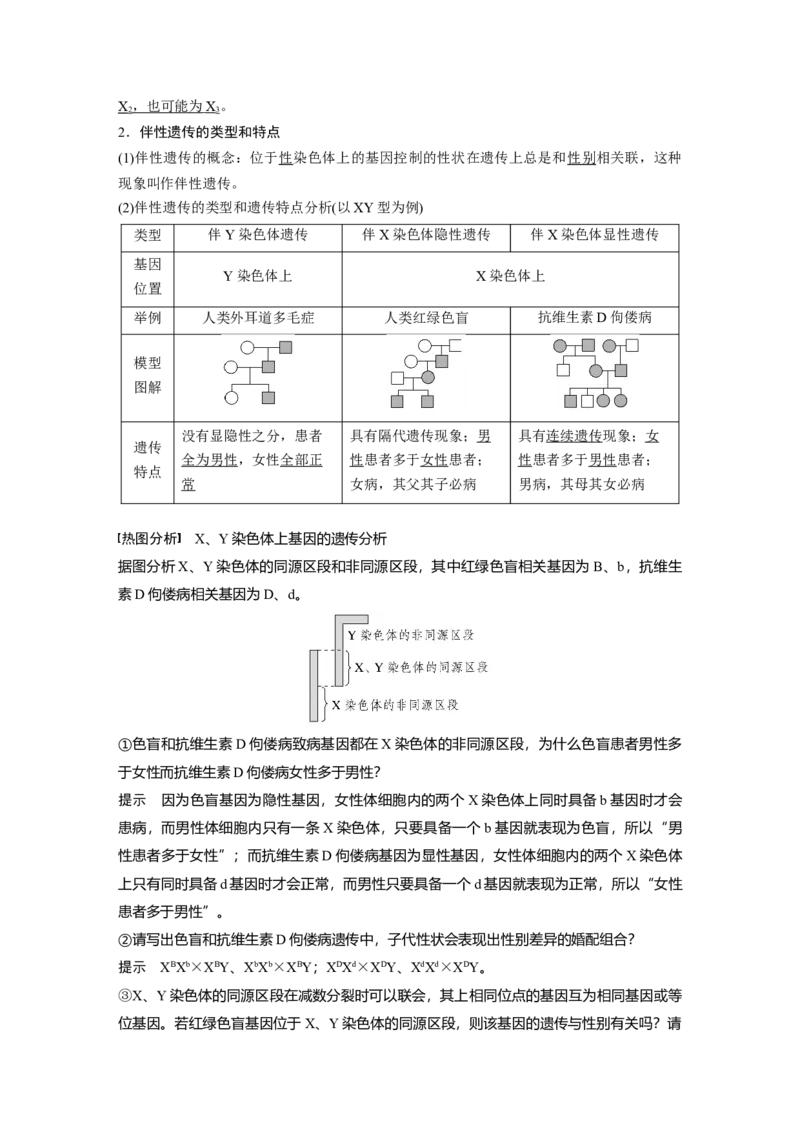2023年高考生物一轮复习（新人教新高考）第5单元第6课时　伴性遗传的特点与应用及人类遗传病_新高考复习资料_2023年新高考复习资料_一轮复习_2023年新高考大一轮复习讲义
