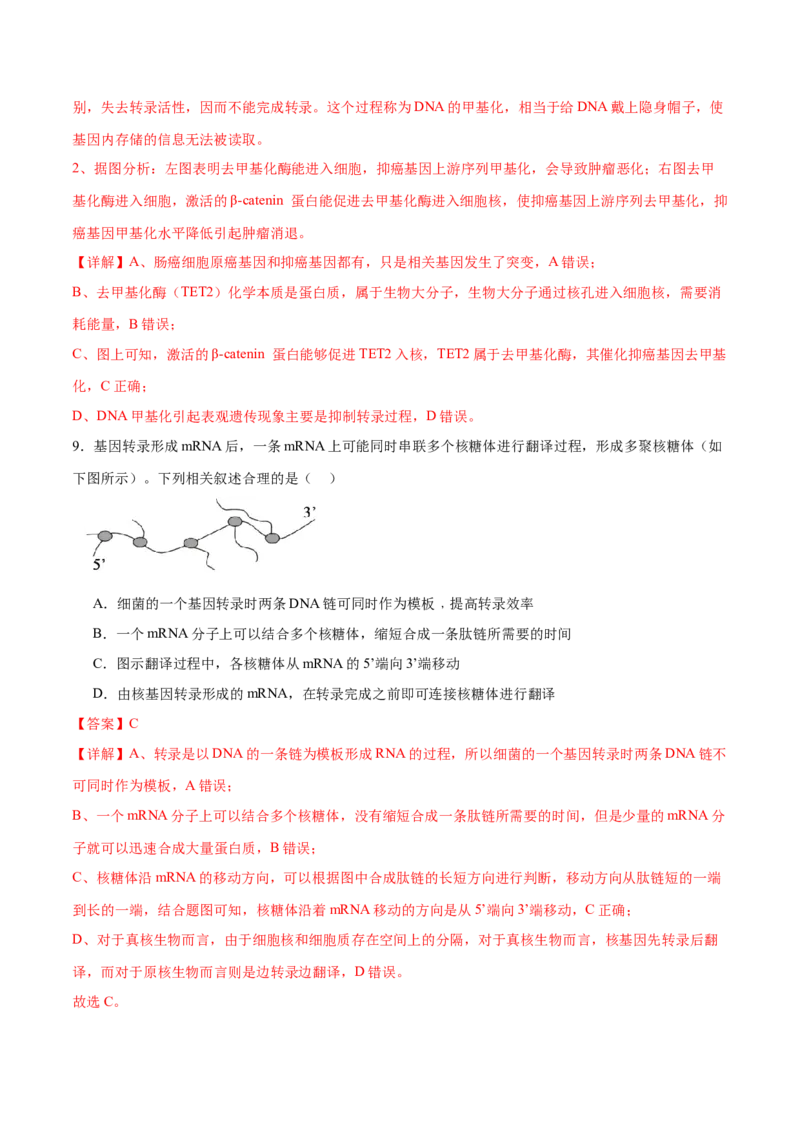 第09讲遗传的分子基础（练习）（解析版）_2024年新高考资料_2.2024二轮复习_2024年高考生物二轮复习讲练测（新教材新高考）