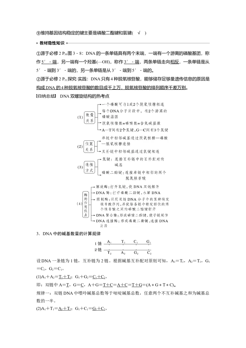 2023年高考生物一轮复习（新人教新高考）第6单元第2课时　DNA分子的结构及基因的概念_新高考复习资料_2023年新高考复习资料_一轮复习_2023年新高考大一轮复习讲义