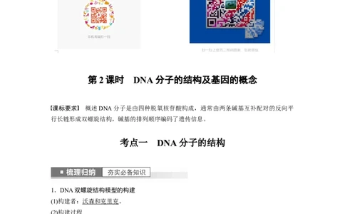 2023年高考生物一轮复习（新人教新高考）第6单元第2课时　DNA分子的结构及基因的概念_新高考复习资料_2023年新高考复习资料_一轮复习_2023年新高考大一轮复习讲义