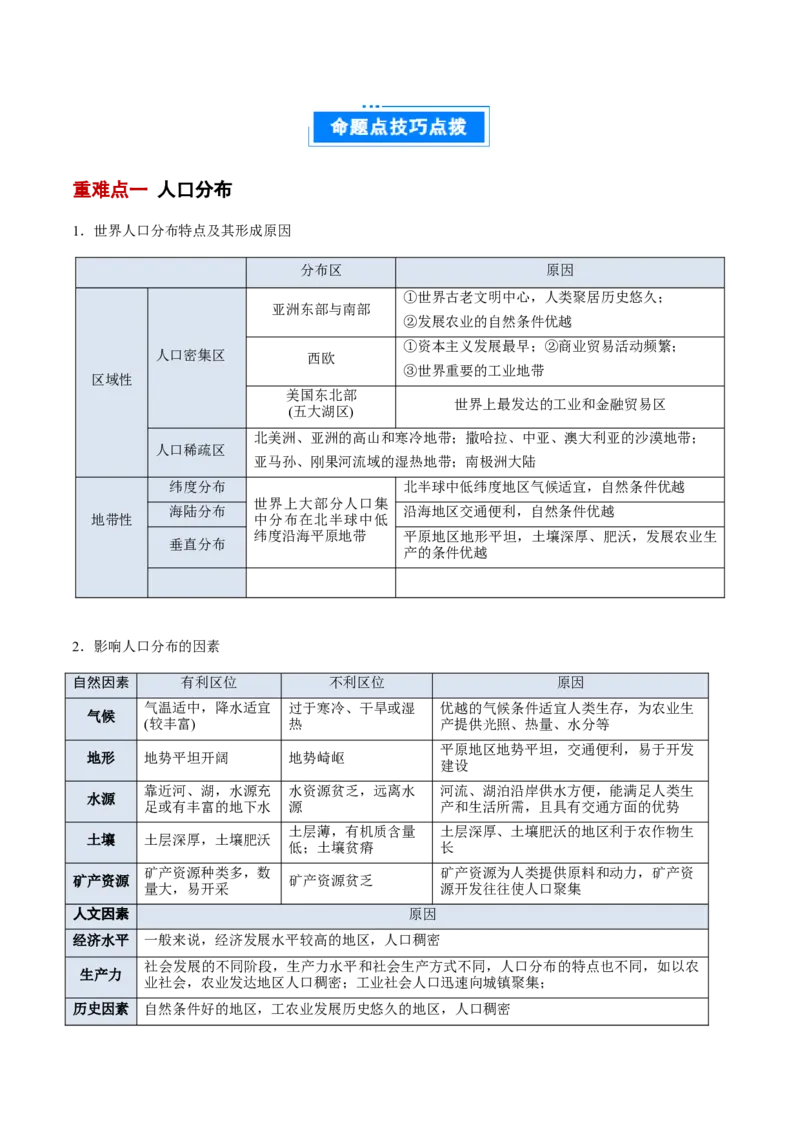 专题08人口与地理环境（解析版）_2025年新高考资料_二轮复习_01高考语文等多个文件_2025年高三地理高考二轮复习专项提升_重点&middot;难点&middot;热点专练（分地区）_北京专用