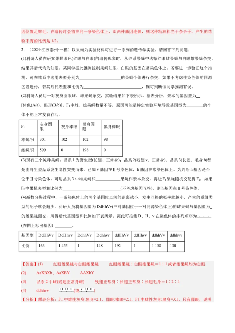 押江苏卷第22题遗传规律的应用（解析版）_2024年新高考资料_5.2024三轮冲刺_备战2024年高考生物临考题号押题（江苏专用）322855714
