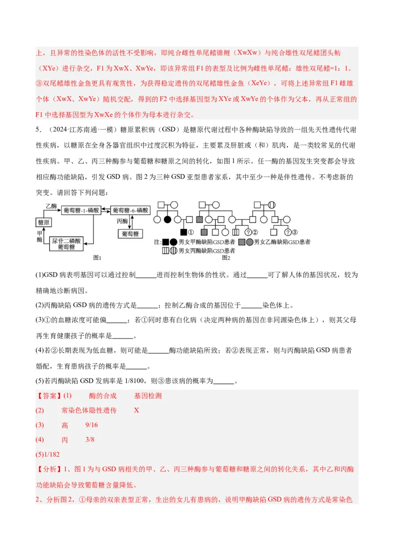 押江苏卷第22题遗传规律的应用（解析版）_2024年新高考资料_5.2024三轮冲刺_备战2024年高考生物临考题号押题（江苏专用）322855714