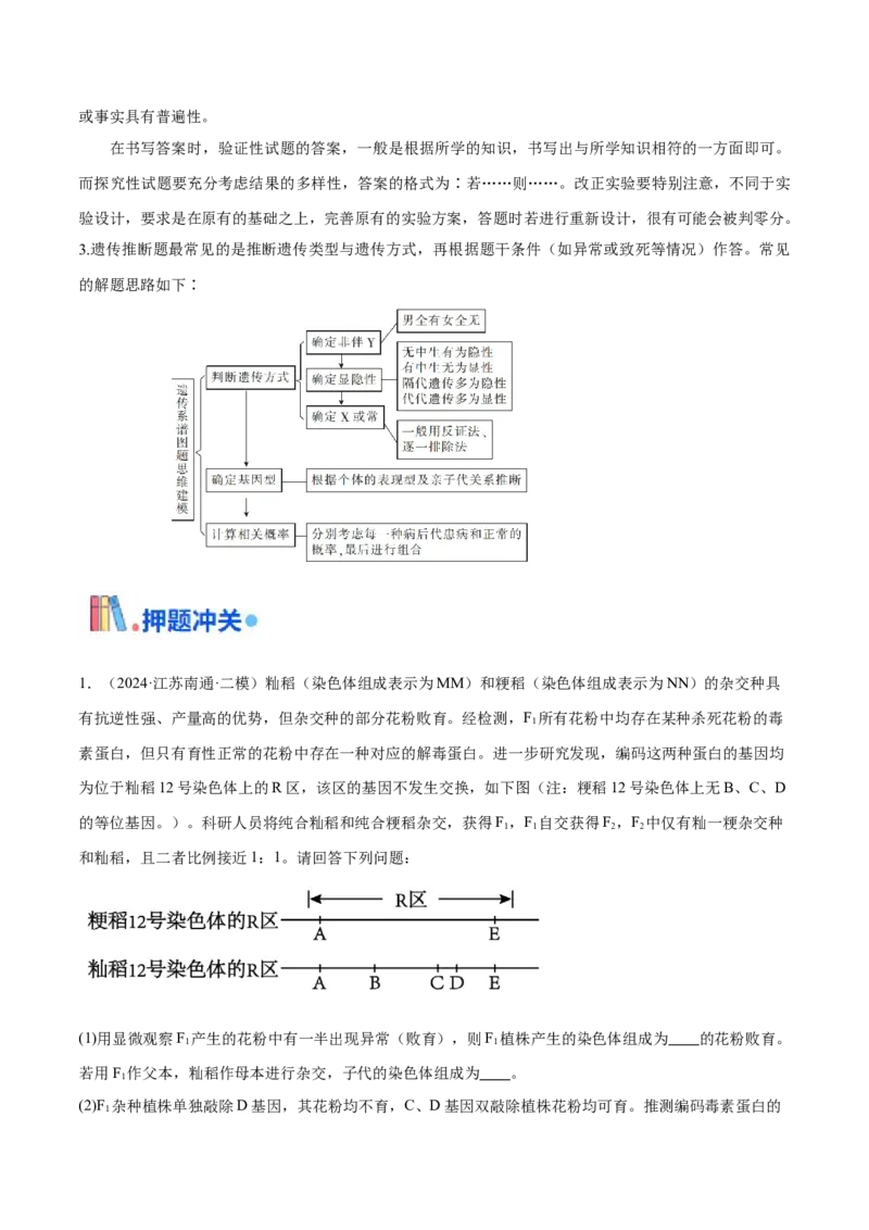 押江苏卷第22题遗传规律的应用（解析版）_2024年新高考资料_5.2024三轮冲刺_备战2024年高考生物临考题号押题（江苏专用）322855714