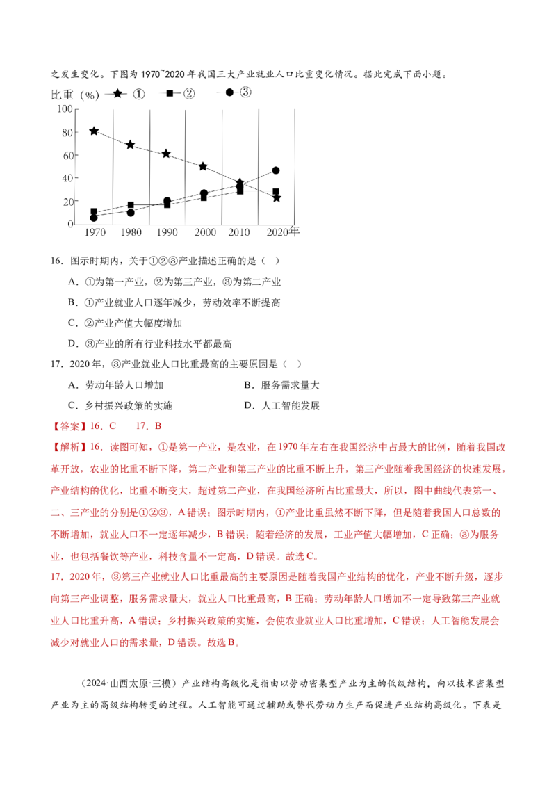 专题09工业、服务业区位与地区产业结构变化（解析版）_2025年新高考资料_二轮复习_01高考语文等多个文件_2025年高三地理高考二轮复习专项提升_重点&middot;难点&middot;热点专练（分地区）