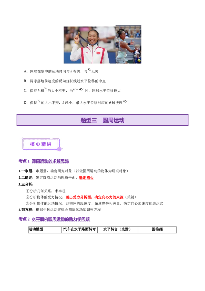 专题03力与曲线运动（讲义）（原卷版）_04高考物理_2025年新高考资料_二轮复习_上好课2025年高考物理二轮复习讲练测（新高考通用）3381829