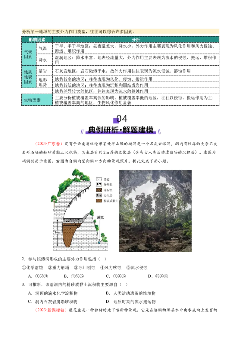 专题05地质地貌（讲义）（原卷版）_2025年新高考资料_二轮复习_01高考语文等多个文件_2025年高三地理高考二轮复习专项提升_二轮讲义