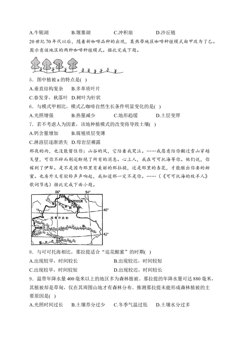 2025届高考地理一轮复习专题训练：从圈层作用看地貌与土壤（解析版）_2025年新高考资料_专项练习_2025届高考地理一轮复习专题训练