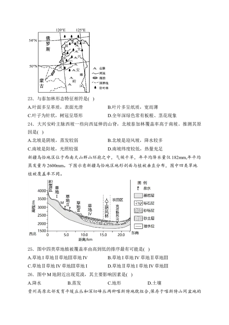 2025届高考地理一轮复习专题训练：从圈层作用看地貌与土壤（解析版）_2025年新高考资料_专项练习_2025届高考地理一轮复习专题训练
