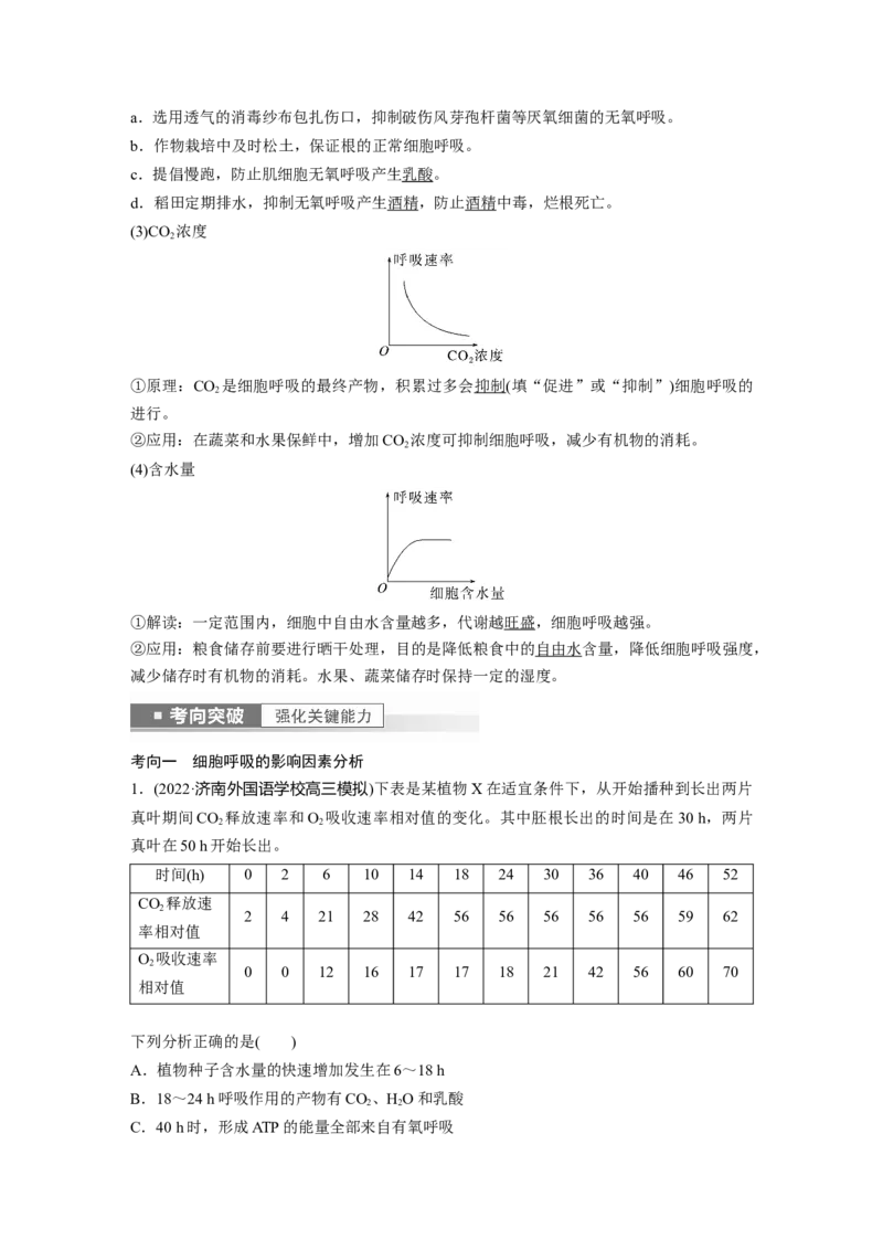 2023年高考生物一轮复习（全国版）第3单元第4课时　细胞呼吸的影响因素及其应用_通用版（老高考）复习资料_2023年复习资料_一轮复习_2023年高考生物一轮复习讲义+课件（全国版）