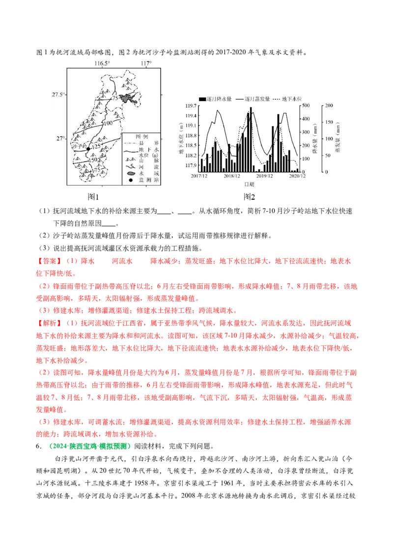 专题17水循环及陆地水体关系问题的描述（解析版）_2025年新高考资料_二轮复习_01高考语文等多个文件_2025年高考地理二轮热点题型归纳与变式演练（新高考通用）