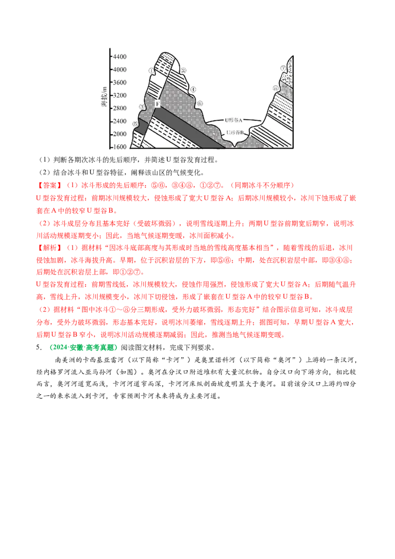 专题14地质地貌格局和演化过程及其影响的描述（解析版）_2025年新高考资料_二轮复习_2025年高三地理高考二轮复习专项提升（新高考通用）3405802_题型专练